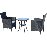 Outsunny 3-delige zitgroep voor in de tuin, rotan tuinset, poly-rotan, zwart(m-11)