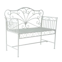 Tuinbank zitbank bloemenbank parkbank tuinmeubilair 2-zits metaal wit(m-1)