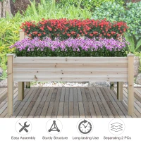 Outsunny 2-Piece Solid Fir Wood Plant Raised Bed Flower Vegetable Herb Grow Box Stand Garden  Step Planter Stand Free Combination(m-6)