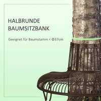 Outsunny halfronde tuinbank voor bomen staal bruin 135 x 70 x 85 cm(m-4)