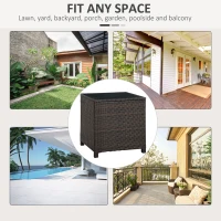 Outsunny Rattan Garden Furniture Side Table Patio Frame Tempered Glass New - Brown(m-6)