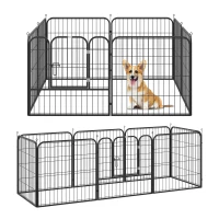 PawHut puppy-uitloop buitenverblijf box voor huisdieren box hondenverblijf aanpasbare vorm met deur metaal 79 x 79 cm zwart(m-11)
