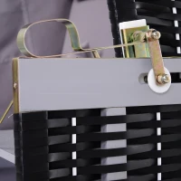 Strandstoel dubbele ligstoel met beschermhoes voor bekerhouders PE rotan grijs(m-8)