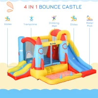 Outsunny Bounce Castle Inflatable Trampoline Slide Pool Rocket Design 3.4 x 2.8 x 1.85m(m-5)
