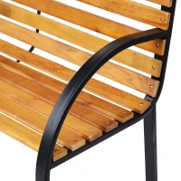 Tuinbank 2-zits zitbank parkbank tuin staal + hout naturel(m-5)