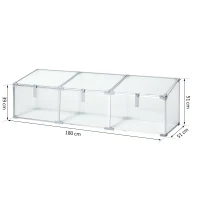 Outsunny Szklarnia aluminiowa Skrzynia inspektowa Cieplarnia Inspekt do uprawy 3 oddzielne pokrywy PC 180 x 51 x 51 cm(m-3)