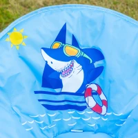 HOMCOM krzesło kempingowe dziecięce składane dziecięce krzesło składane moon chair składane do pomieszczeń i na zewnątrz łatwe do przenoszenia dla dzieci w wieku od 3 do 5 lat stal kolor niebieski Ø 50 x wys. 49 cm(m-8)