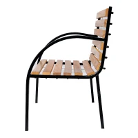 Tuinbank 2-zits zitbank parkbank tuin staal + hout naturel(m-8)