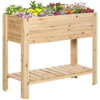 Outsunny Wooden Raised Plant Stand Outdoor Flower Bed Box with Clapboard 100 x 40 x 84cm(m-1)