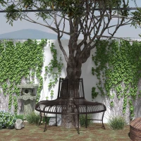 Outsunny halfronde tuinbank voor bomen staal bruin 135 x 70 x 85 cm(m-9)