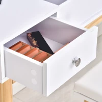 HOMCOM Dressing Table Set with Flip Top Mirror and Cushioned Stool, Makeup Vanity Dressing Table Dresser Desk with 2 Drawers and Storage Grids for Bedroom, White(m-10)