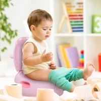 HOMCOM babytoilet kinderpotje kindertoilet voor 6-72 maanden, kunststof roze(m-2)