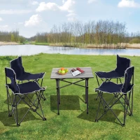 Outsunny Oxford Cloth 4-Seater Camping Table & Chair Set Blue(m-12)