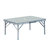 Outsunny 3 Pcs Portable Outdoor Picnic Table with Folding Bench Seats-Silver(m-10)