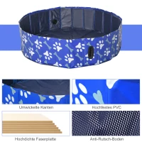 PawHut Hondenbad hondenzwembad hondenbad waterbak opvouwbaar Ø120 x 30 h cm(m-7)