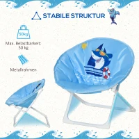 HOMCOM krzesło kempingowe dziecięce składane dziecięce krzesło składane moon chair składane do pomieszczeń i na zewnątrz łatwe do przenoszenia dla dzieci w wieku od 3 do 5 lat stal kolor niebieski Ø 50 x wys. 49 cm(m-6)