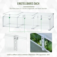 Outsunny® aluminium kas koude kas kweekkas kweken plantenkas 3 afzonderlijke kantelramen PC 180 x 51 x 51 cm | Aosom.de(m-4)