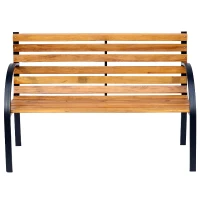 Tuinbank 2-zits zitbank parkbank tuin staal + hout naturel(m-10)