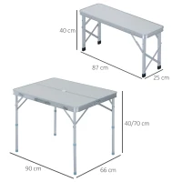 Outsunny 3 pcs Picnic Table Bench Set, Foldable, Aluminum Alloy(m-3)