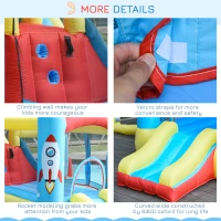 Outsunny Bounce Castle Inflatable Trampoline Slide Pool Rocket Design 3.4 x 2.8 x 1.85m(m-9)