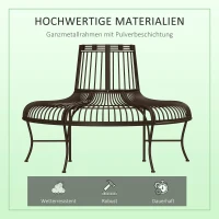 Outsunny halfronde tuinbank voor bomen staal bruin 135 x 70 x 85 cm(m-5)