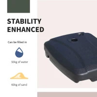 Outsunny Sand or Water Fillable Parasol Base Stand Weights Portable Umbrella Holder with Wheels Cantilever Patio Garden Outdoor Black(m-4)