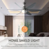 HOMCOM Reversible Ceiling Fan with Light, 6 Blades Indoor Modern Mount LED Lighting Fan with Remote Controller, for Bedroom, Living Room, Silver(m-8)