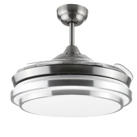 HOMCOM Indoor Ceiling Fan with Light, Retractable Blades, Modern Mount Dimmable LED Lighting Fan with Remote Controller, for Bedroom, Living Room(m-9)
