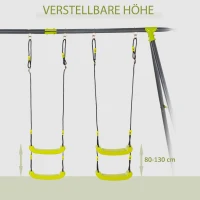 Outsunny schommelframe voor kinderen 3-10 jaar, groen+zwart, 365 x 138 x 175 cm(m-6)
