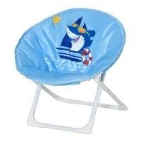 HOMCOM krzesło kempingowe dziecięce składane dziecięce krzesło składane moon chair składane do pomieszczeń i na zewnątrz łatwe do przenoszenia dla dzieci w wieku od 3 do 5 lat stal kolor niebieski Ø 50 x wys. 49 cm(m-11)