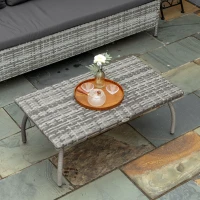 Outsunny PE Wicker Rattan Garden Coffee Table - Mixed Grey(m-12)