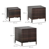 Outsunny 3 Pcs Rattan Nesting Tables Set-Brown(m-3)