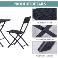 Outsunny 3-delig poly-rotan Bistro zitgroep tafel-stoel set tuinset tuinmeubels(m-4)