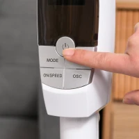 HOMCOM 16'' Pedestal Stand Fan, 3 Speed 3 Mode, 85° Oscillation, LED Panel, 3M Remote Controller, Height Adjustable for Living Room, Bedroom, Garage, Office, Black and White(m-10)