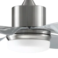 HOMCOM Reversible Ceiling Fan with Light, 6 Blades Indoor Modern Mount LED Lighting Fan with Remote Controller, for Bedroom, Living Room, Silver(m-11)