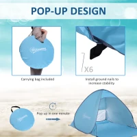 Outsunny 2-3 Person Pop up Beach Tent Hiking UV 30+ Protection Patio Sun Shelter (Blue)(m-5)