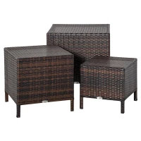 Outsunny 3 Pcs Rattan Nesting Tables Set-Brown(m-13)