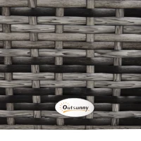 Outsunny Square PE Rattan Garden Table, with Glass Table Top - Grey(m-8)