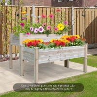Outsunny 2-Piece Solid Fir Wood Plant Raised Bed Flower Vegetable Herb Grow Box Stand Garden  Step Planter Stand Free Combination(m-11)