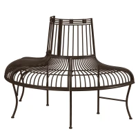 Outsunny halfronde tuinbank voor bomen staal bruin 135 x 70 x 85 cm(m-10)