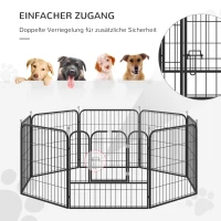 PawHut Wybieg dla szczeniąt, ogrodzenie dla zwierząt, kojec dla zwierząt domowych, kojec, bramka dla psa, konstrukcja pozwalająca na indywidualną konfigurację, z drzwiami, metal, 79 x 79 cm, czarny(m-7)