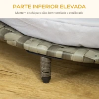 PawHut Sofá Cama para Cães e Gatos de Vime PE Cama Elevada Redonda para Animais de Estimação com Almofada Suave Lavável para Interior e Exterior 60x60x20cm Cinza(m-9)