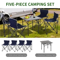Outsunny Oxford Cloth 4-Seater Camping Table & Chair Set Blue(m-7)