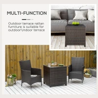 Outsunny Rattan Garden Furniture Side Table Patio Frame Tempered Glass New - Brown(m-5)