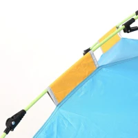 Outsunny 2 Man Pop-up Beach Tent Sun Shade Shelter Hut w/ Windows Doors Hook Sandbags UV Protection Waterproof Outdoor Adventure Garden Light Blue(m-8)