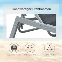 Outsunny ligbed, tuinligstoel, relax ligbed, 5-traps rugleuning, tuinmeubilair, metaal, 170 x 58 x 97 cm ligbed ligbed tuin relax ligbed rugleuning tuinmeubilair metaal | Aosom.nl(m-5)