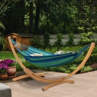 Stojak do Hamaka Outsunny z Drewna Sosnowego z Liną ściągającą dla Ogrodu i Plaży, 325 x 120 x 118 cm, do 120 kg(m-2)