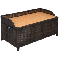 Outsunny Cufăr Băncuță pentru Depozitare Multifuncțională din Ratan 102x51x52cm Maro/Bej(m-1)