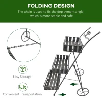 Outsunny Ghiveci de Gradina pe 3 Niveluri cu Roti, Argintiu,53 x 39 x 79 cm(m-6)