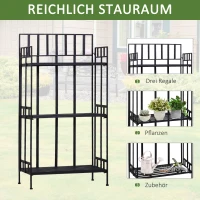 Outsunny Blumenständer Pflanzregal Pflanzenständer Blumenregal  Gartenregal 3 Ebenen faltbar Metall Schwarz 61 x 29,5 x 120 cm(m-4)